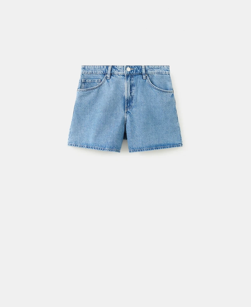 Mango Women's High-Waisted Straight-Fit Denim Shorts