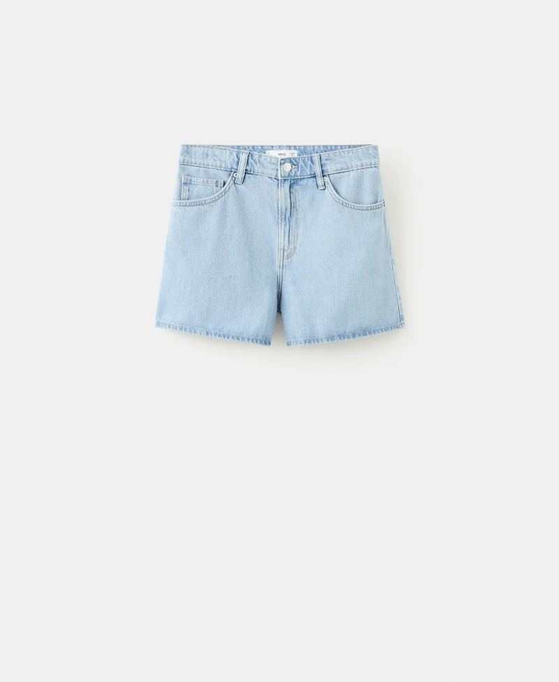 Mango Women's High-Waisted Straight-Fit Denim Shorts