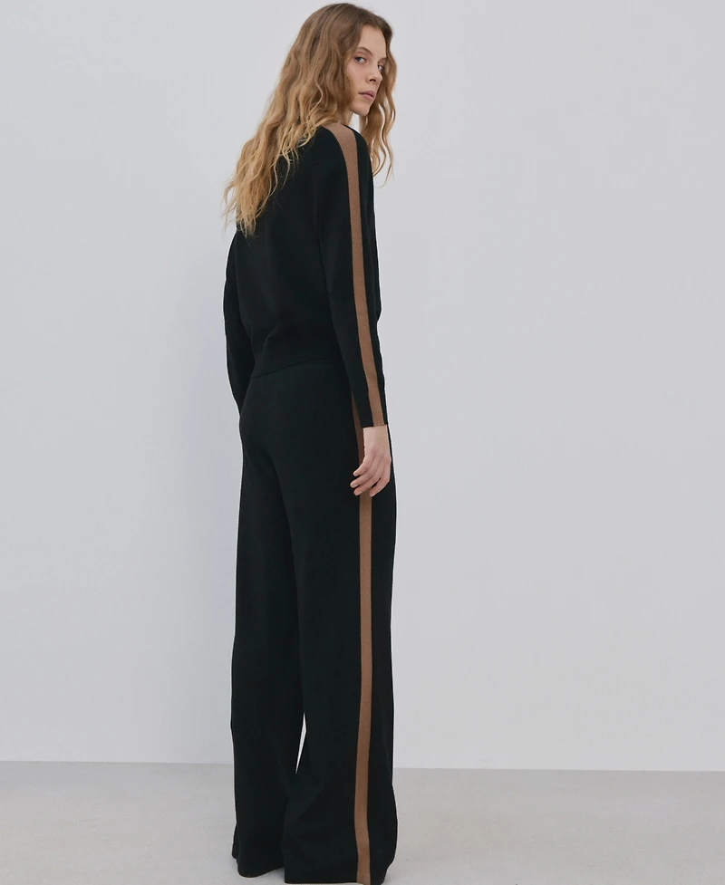 Mango Women's Contrasting Stripes and Perkins Collar Sweater