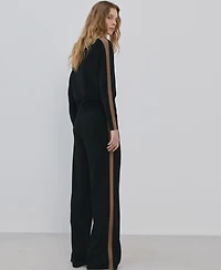 Mango Women's Contrasting Stripes and Perkins Collar Sweater