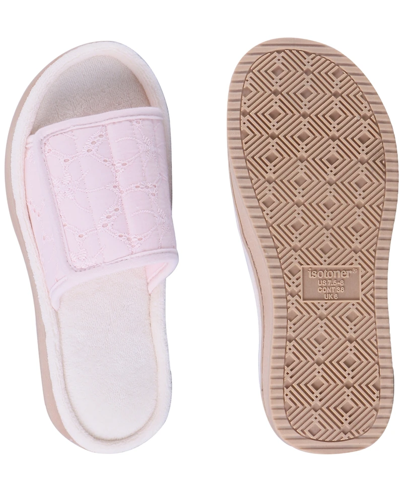 Isotoner Signature Women's Crochet Lace Adjustable Open-Toe Slide Platform Sandals