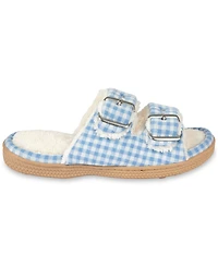 Isotoner Signature Women's Gingham Double Buckle Open Toe Slide Slippers