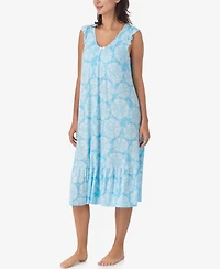 Ellen Tracy Women's Short-Sleeve Soft Bra Midi Jersey Nightgown