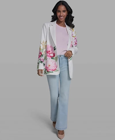 Karl Lagerfeld Paris Petite Notch Lapel Collar Blazer