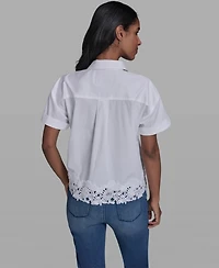 Karl Lagerfeld Paris Petite Short-Sleeve Top