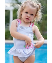 Florence Eiseman Baby Girl Seersucker Swimsuit With Flowers