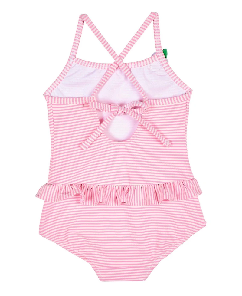 Florence Eiseman Little Girls Stripe Seersucker Swimsuit with Flower