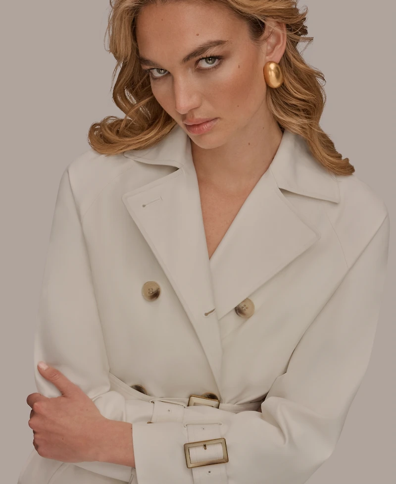 Donna Karan New York Women's Double Breasted Belted Notch Collar Trench Coat