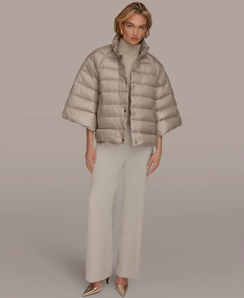 Donna Karan New York Women's Stand-Collar Down Puffer Cape