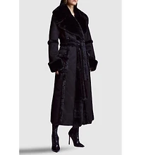 Karen Millen Women's Faux Shearling Belted Maxi Coat