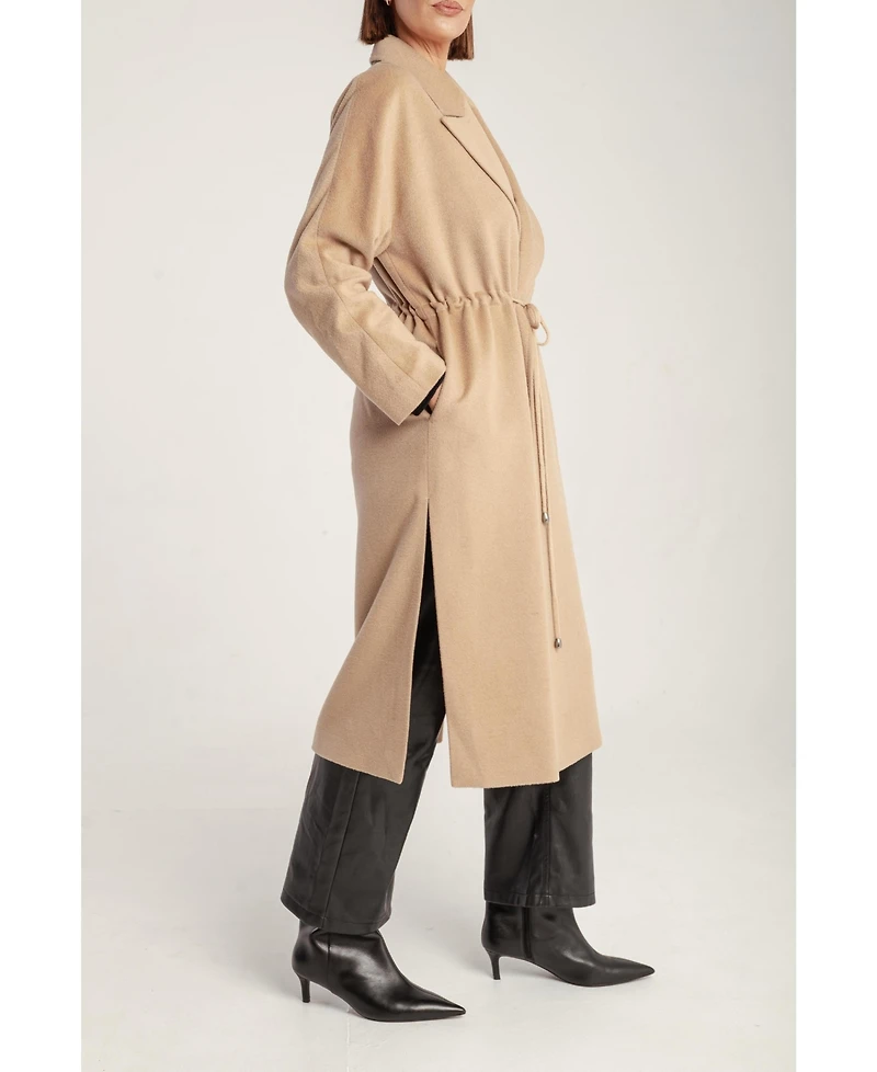 1982 Women's Cashmere Tie Waist Lapel Coat