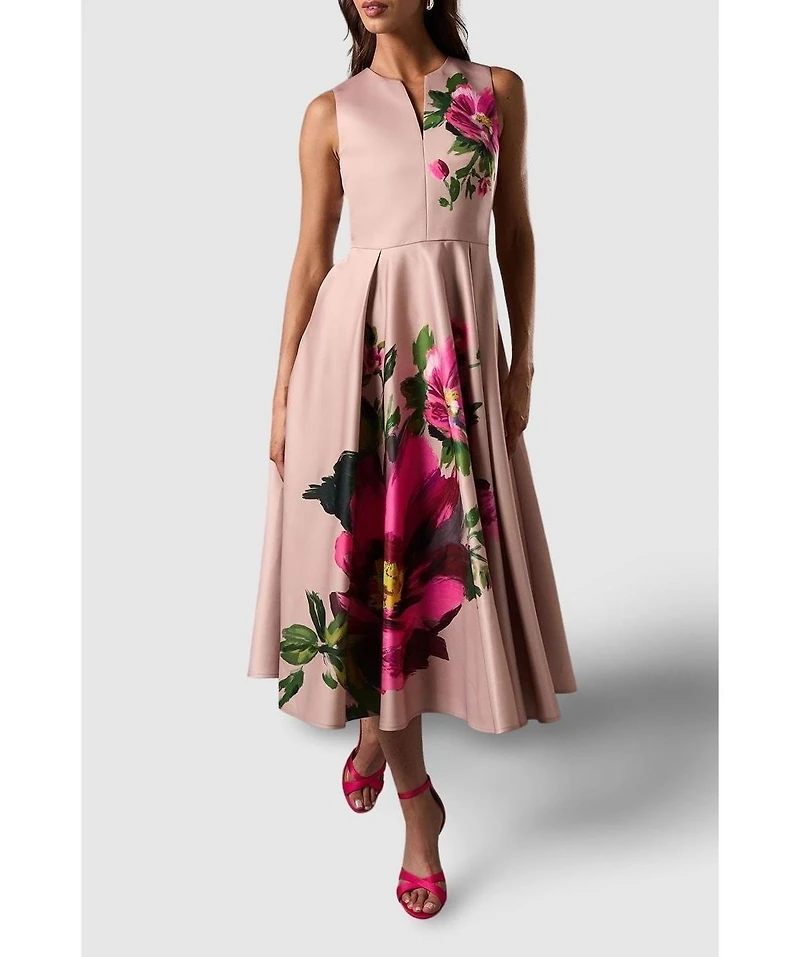 Coast Women's Notch Neck Placement Print Midi Dress