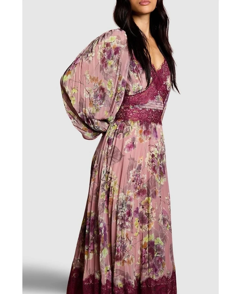 Coast Women's Pleated Lace Trim Midaxi Dress