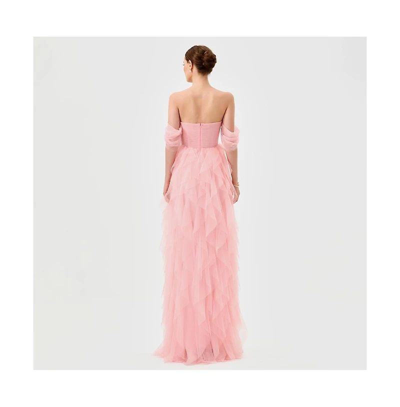 Bariano Women's Lili Off Shoulder Ruffle Gown