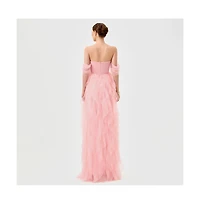 Bariano Women's Lili Off Shoulder Ruffle Gown