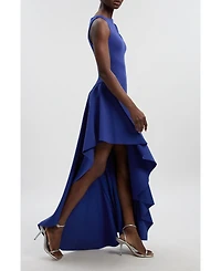 Karen Millen Women's Scuba Drama Ruffle Hem Woven Maxi Dress