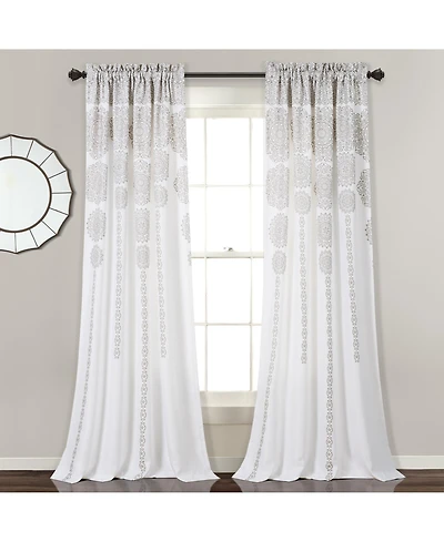 Lush Decor Stripe Medallion Light Filtering Window Curtain Panels Pair- Boho Curtains for Bedroom
