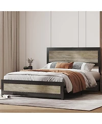 gaomon Bed Frame with Headboard and Charging Station, Sturdy Metal Platform