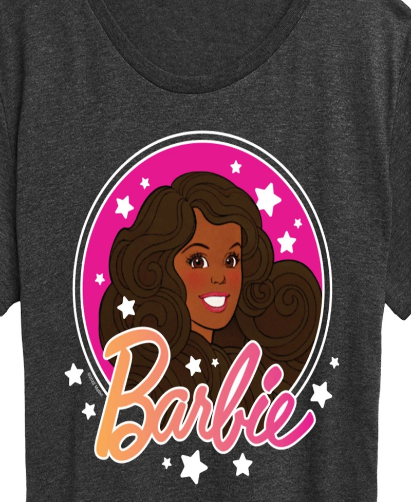 Hybrid Apparel Women's Barbie Retro Stars Logo Short Sleeve Graphic T-Shirt