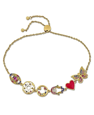 Macy's Multi Created Gemstones (0.87 ct. t.w.) Bracelet in 18k Gold Flash Plated Sterling Silver