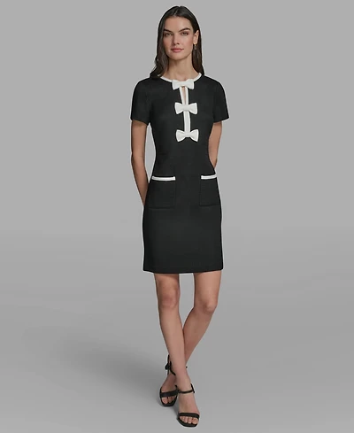 Karl Lagerfeld Paris Women's Bow Detail A-Line Dress