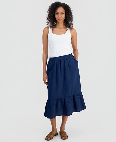 Style & Co Women's Indigo Gauze Tiered Midi Skirt, Macy's Exclusive