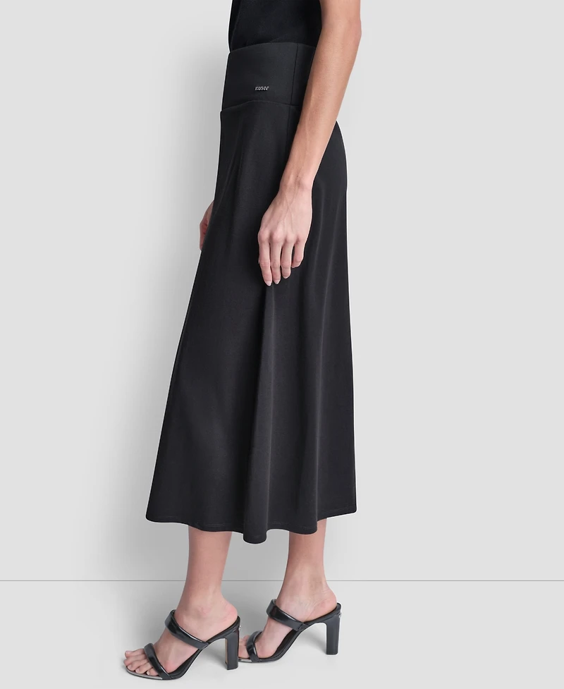 Dkny Women's Arid Pique Mini Logo Emblem Slit A-Line Skirt