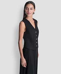 Dkny Women's Sleeveless V-Neck Arid Pique Vest