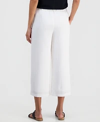 Jm Collection Women's Crinkle Wide-Leg Cropped Pants, Macy's Exclusive