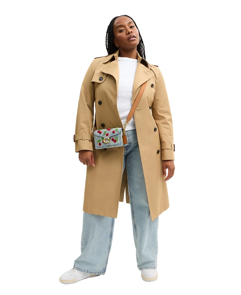 Coach Cherry Embroidered Denim Tabby Mini Shoulder Bag