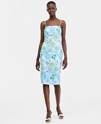 Eliza J Women's Embellished Square-Neck Midi Mesh Dress