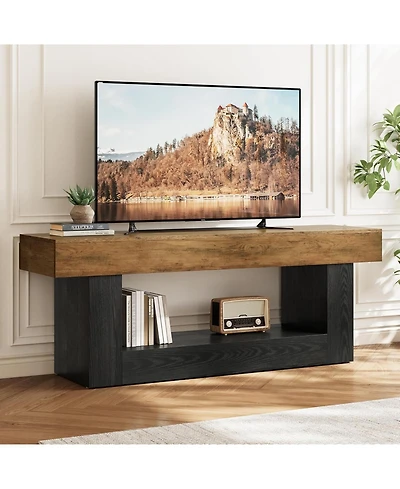 Tribesigns Tv Stand for Tvs Up to 70 Inches, 63 Inches Media TV Console, Entertainment Center with U-Shaped Pedestal & Open Storage Shelf