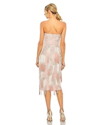 Mac Duggal Women's Bow Front Ombre Fringe Detailed Dress