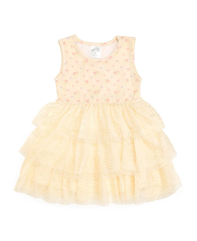Sweet Wink Toddler Girls Lemon Floral Tank Tutu Dress