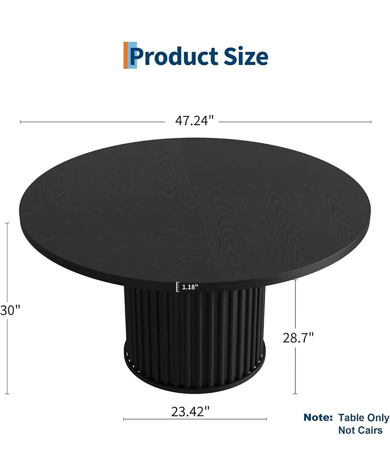 gaomon Kitchen Round Dining Table for 4-6 People Black Dining Room Table