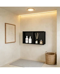 Homfan Modern Matte Black Stainless Steel Shower Niche - 24" x 12" Recessed Wall Shelf - Single Tier Bathroom Storage Organizer