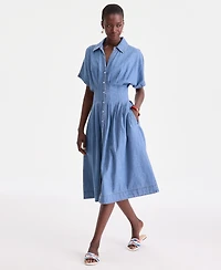 On 34th Women's Cotton Denim Pleated Shirtdress, Macy's Exclusive
