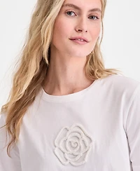 On 34th Women's Floral Beaded Relaxed Cotton T-Shirt, Macy's Exclusive