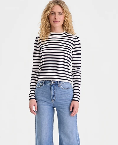 On 34th Women's Striped Crewneck Long-Sleeve Sweater, Macy's Exclusive