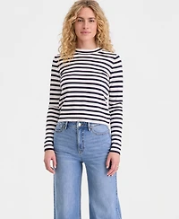 On 34th Women's Striped Crewneck Long-Sleeve Sweater, Macy's Exclusive