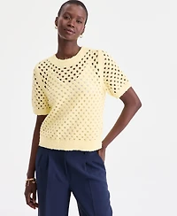 On 34th Women's Open-Stitch Short-Sleeve Sweater, Macy's Exclusive