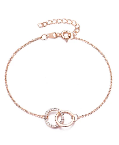 Adornia Rose Gold Adjustable Cz Pave Rings Bracelet