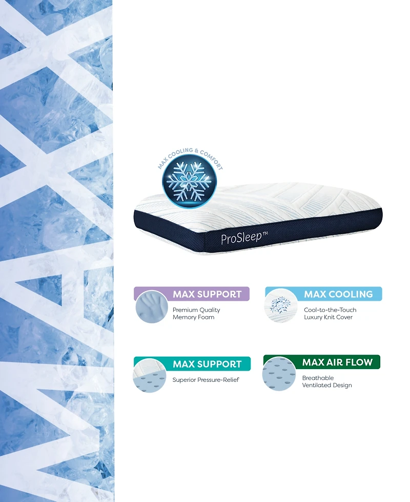 ProSleep Maxx Cool Comfort High Density Memory Foam Pillow, Standard