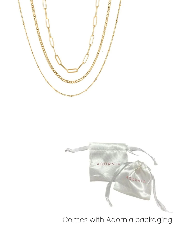 Adornia Tarnish Resistant Gold Set of 3-Chain Necklaces