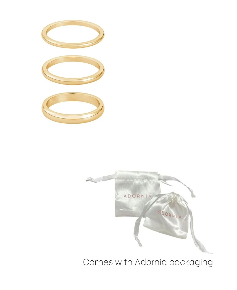 Adornia Tarnish Resistant Gold Stacking Band Ring Set