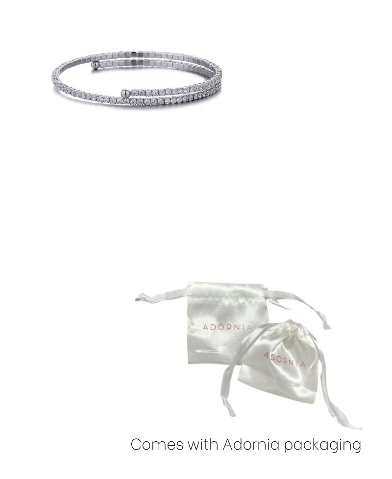Adornia Silver Adjustable Crystal Tennis Cuff Bracelet