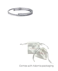 Adornia Silver Adjustable Crystal Tennis Cuff Bracelet