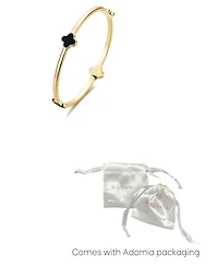 Adornia Gold Black Clover Bangle Bracelet