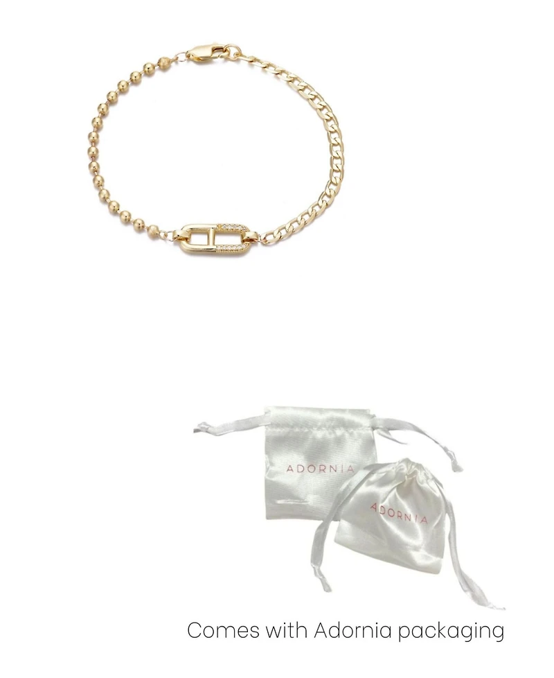 Adornia Gold Cz Mixed Chain Sideways Pendant Bracelet