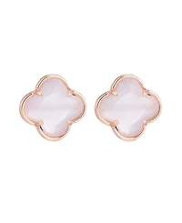 Adornia Rose Gold Clover Stone Stud Earrings